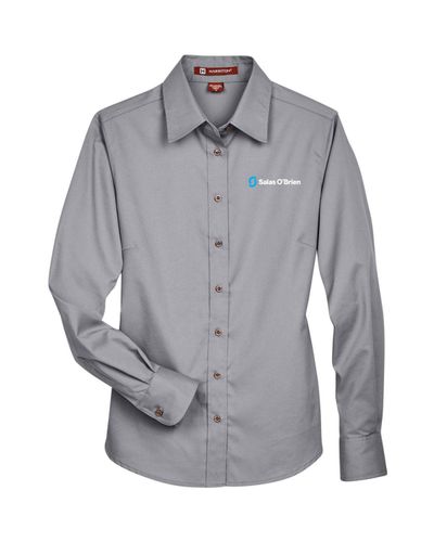 Ladies Long-Sleeve Twill Shirt with Stain-Release image thumbnail