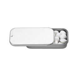 Image of 2" x 1" Small Silver Rectangular Slider Tin with Mints