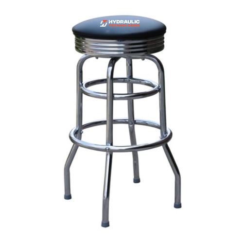 Chrome Bar Stool with Retro Pan Swivel Seat image thumbnail
