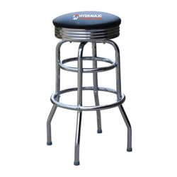 Image of Chrome Bar Stool with Retro Pan Swivel Seat