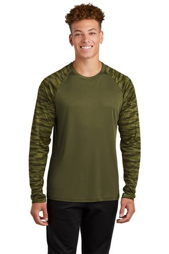 MEN'S Sport-Tek Drift Camo Colorblock Long Sleeve Tee - ST376LS image thumbnail