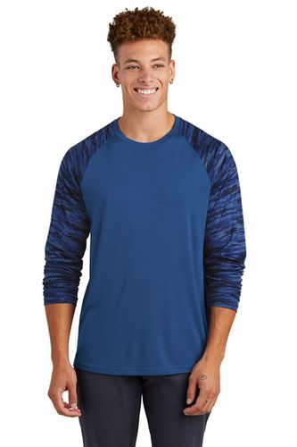 MEN'S Sport-Tek Drift Camo Colorblock Long Sleeve Tee - ST376LS image thumbnail