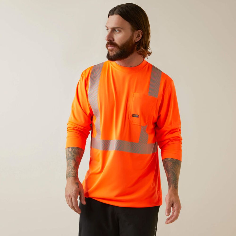 MEN'S Ariat Long Sleeve Rebar Hi-Vis ANSI Tee - 10043822 primary image