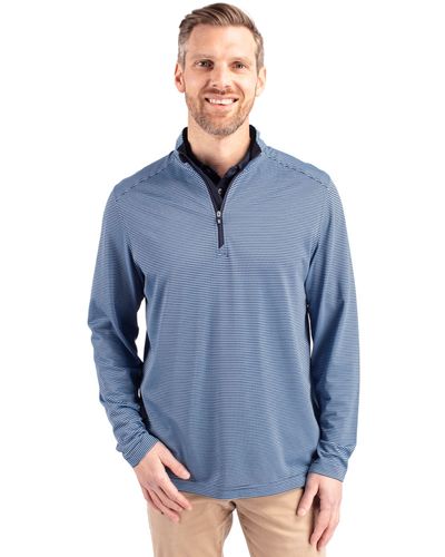 MEN'S BIG & TALL Cutter & Buck Virtue Eco Pique Micro Stripe Recycled 1/4 Zip - BCK01258 image thumbnail