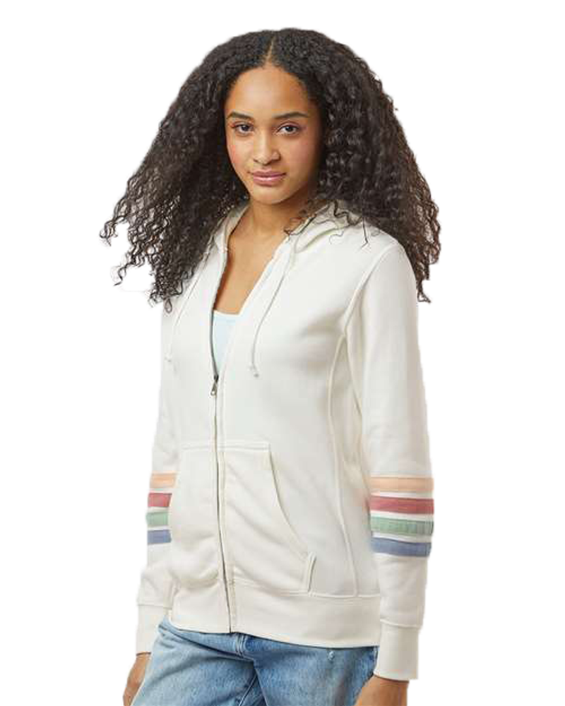 LADIES MV Sport Striped Sleeves Full-Zip Hoodie - W22732 primary image