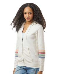 Image of LADIES MV Sport Striped Sleeves Full-Zip Hoodie - W22732