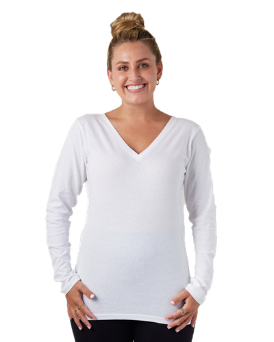 LADIES Enza Essential Long Sleeve V-Neck Tee - EZ032 image thumbnail