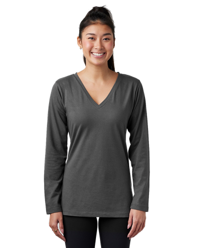 LADIES Enza Essential Long Sleeve V-Neck Tee - EZ032 image thumbnail