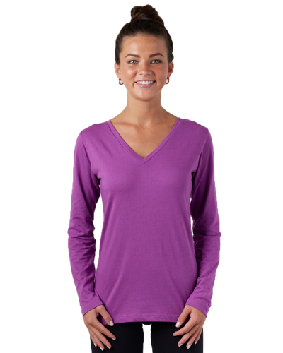 LADIES Enza Essential Long Sleeve V-Neck Tee - EZ032 image thumbnail