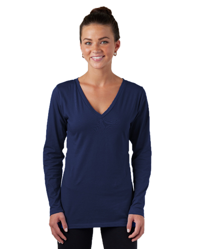 LADIES Enza Essential Long Sleeve V-Neck Tee - EZ032 image thumbnail