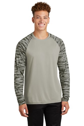 MEN'S Sport-Tek Drift Camo Colorblock Long Sleeve Tee - ST376LS front image thumbnail