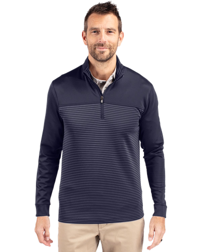 MEN'S BIG & TALL Cutter & Buck Traverse Stretch Eco Stripe 1/4 Zip - BCK00088 image thumbnail