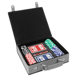 Image of Grey Leatherette 100 Chip Poker Set - PKR305