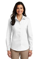 Image of Port Authority Ladies Long Sleeve Carefree Poplin Shirt. LW100