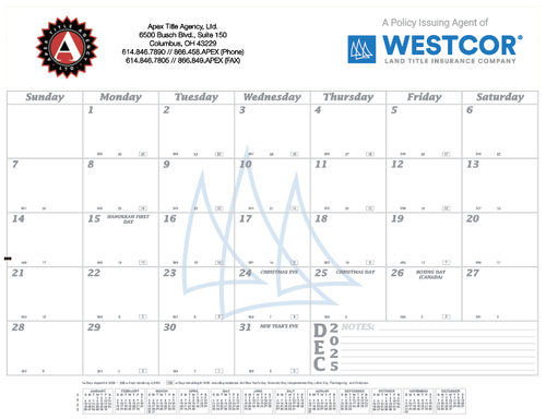 Westcor Co-Branded 2026 Desk Pad Calendar  image thumbnail
