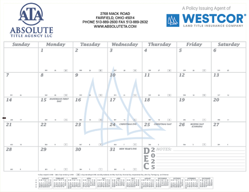Westcor Co-Branded 2026 Desk Pad Calendar  image thumbnail