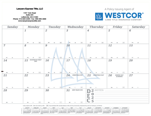 Westcor Co-Branded 2026 Desk Pad Calendar  image thumbnail