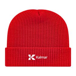 Image of Red Ribbed Cuffed Beanie