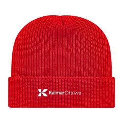 Image of Red Ribbed Cuffed Beanie