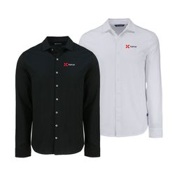 Image of Cutter & Buck Advantage Tri-Blend Eco Soft Pique Long Sleeve Knitted Men’s Button Up 