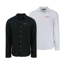 Image of Cutter & Buck Advantage Tri-Blend Eco Soft Pique Long Sleeve Knitted Men’s Button Up