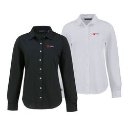 Image of Cutter & Buck Advantage Tri-Blend Eco Soft Pique Long Sleeve Knitted Women’s Button Up 