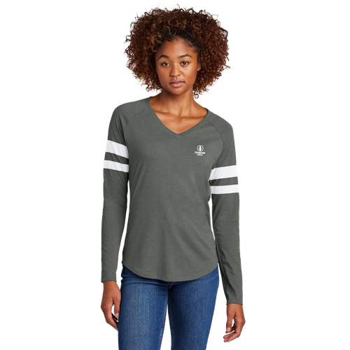 Sport-Tek Women's Halftime Stripe Long Sleeve V-Neck Tee image thumbnail