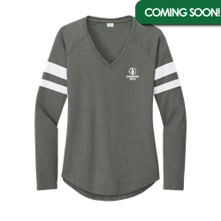 Image of Sport-Tek Women's Halftime Stripe Long Sleeve V-Neck Tee