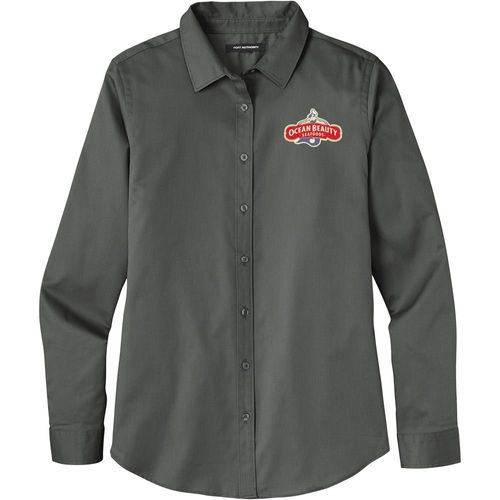 Port Authority® SuperPro™ Women's Long-Sleeved Twill Shirt image thumbnail