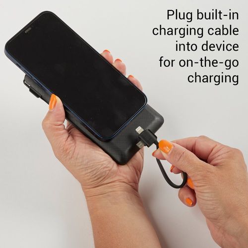 10,000-mAh 3-in-1 Power Bank with Built-In Charging Cables image thumbnail