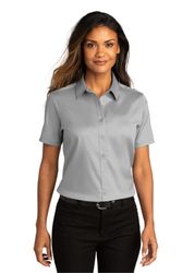 Image of Port Authority Ladies Short Sleeve SuperPro React Twill Shirt. LW809