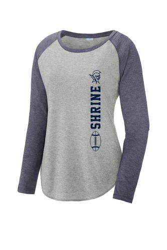 Sport-Tek Ladies PosiCharge Long Sleeve Tri-Blend Wicking Scoop Neck Raglan Tee image thumbnail