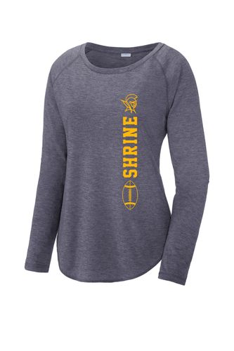 Sport-Tek Ladies PosiCharge Long Sleeve Tri-Blend Wicking Scoop Neck Raglan Tee image thumbnail