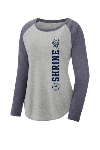 Sport-Tek Ladies PosiCharge Long Sleeve Tri-Blend Wicking Scoop Neck Raglan Tee image thumbnail