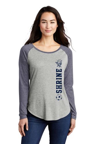 Sport-Tek Ladies PosiCharge Long Sleeve Tri-Blend Wicking Scoop Neck Raglan Tee image thumbnail