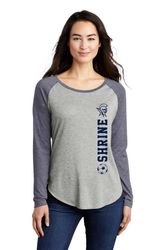 Image of Sport-Tek Ladies PosiCharge Long Sleeve Tri-Blend Wicking Scoop Neck Raglan Tee
