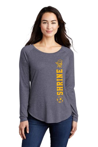 Sport-Tek Ladies PosiCharge Long Sleeve Tri-Blend Wicking Scoop Neck Raglan Tee image thumbnail