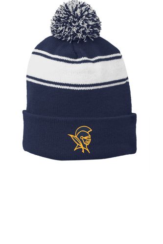 Sport-Tek Stripe Pom Pom Beanie. STC28 image thumbnail