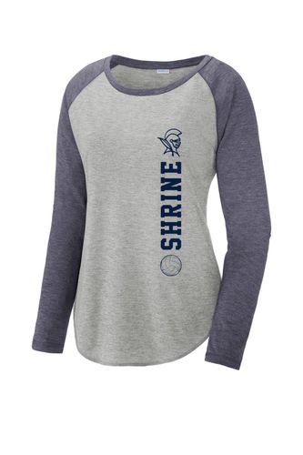 Sport-Tek Ladies PosiCharge Long Sleeve Tri-Blend Wicking Scoop Neck Raglan Tee image thumbnail