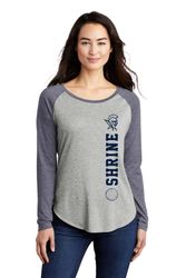 Image of Sport-Tek Ladies PosiCharge Long Sleeve Tri-Blend Wicking Scoop Neck Raglan Tee