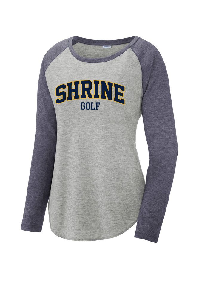 Sport-Tek Ladies PosiCharge Long Sleeve Tri-Blend Wicking Scoop Neck Raglan Tee primary image