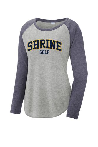 Sport-Tek Ladies PosiCharge Long Sleeve Tri-Blend Wicking Scoop Neck Raglan Tee image thumbnail