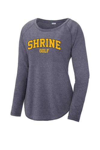 Sport-Tek Ladies PosiCharge Long Sleeve Tri-Blend Wicking Scoop Neck Raglan Tee image thumbnail