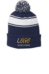 Image of Sport-Tek Stripe Pom Pom Beanie