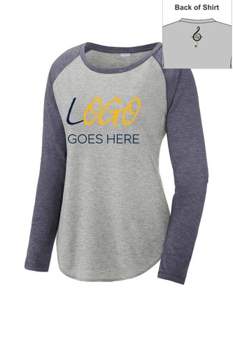 Sport-Tek Ladies PosiCharge Long Sleeve Tri-Blend Wicking Scoop Neck Raglan Tee image thumbnail