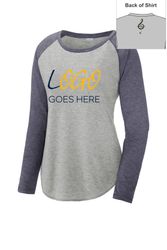 Image of Sport-Tek Ladies PosiCharge Long Sleeve Tri-Blend Wicking Scoop Neck Raglan Tee
