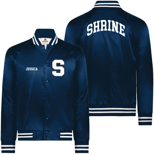 Satin Baseball Jacket Striped Trim image thumbnail