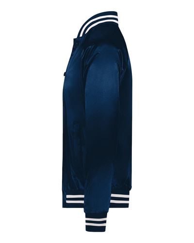 Satin Baseball Jacket Striped Trim image thumbnail