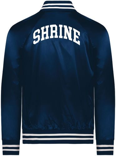 Satin Baseball Jacket Striped Trim image thumbnail
