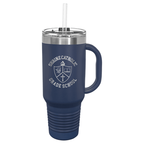 Polar Camel 40 oz. Navy Blue Travel Mug with Handle, Straw Included image thumbnail